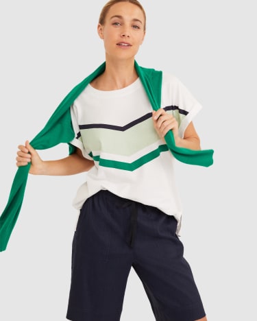 Cleo Chevron Tee in WHITE