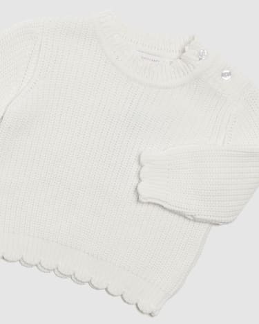 Sally Scallop Cotton Knit in IVORY