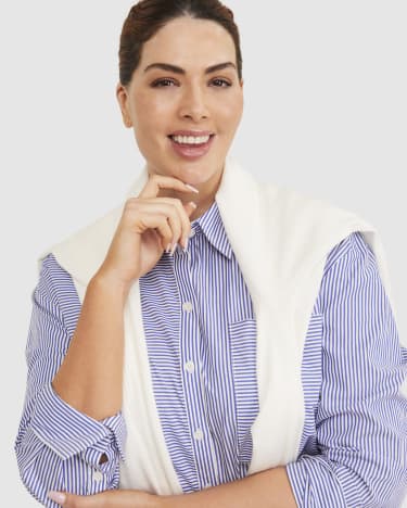 Bailey Stripe Shirt in IVORY/BLUE