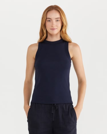 Hayley Ribbed Tank in NAVY