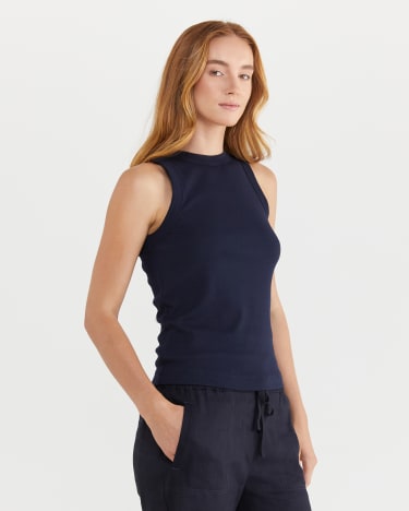 Hayley Ribbed Tank in NAVY