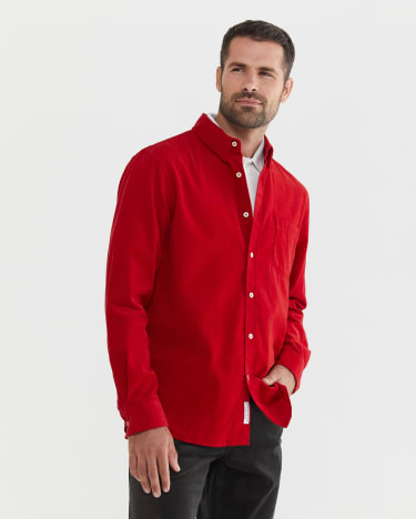 Griffiths Cord Regular Shirt in CRIMSON