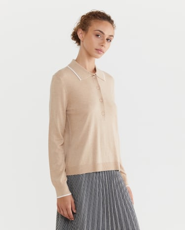 Laurina Knit Polo in CAMEL