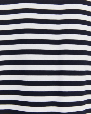 Cotton Crew 3/4 Sleeve T-Shirt in NAVY/WHITE