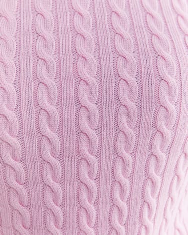 Merino Wool Baby Cable Sweater in BABY PINK