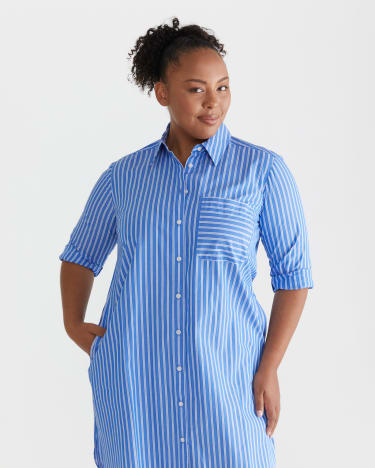 Susan Stripe Shirt Dress in BLUE/WHITE