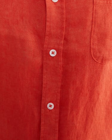 Linen Long Sleeve Shirt in RED