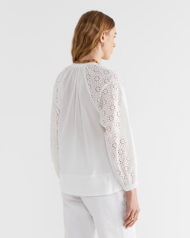Sorrento Broderie Blouse in WHITE
