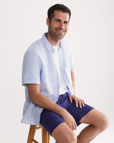 Stripe Linen Shirt in BLUE/WHITE