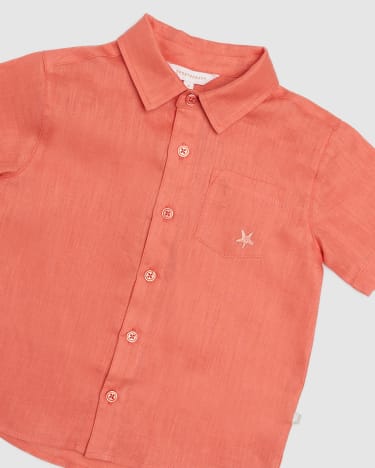 Theo Linen Shirt in CORAL