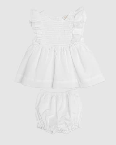 Doris Cotton Baby Set in WHITE