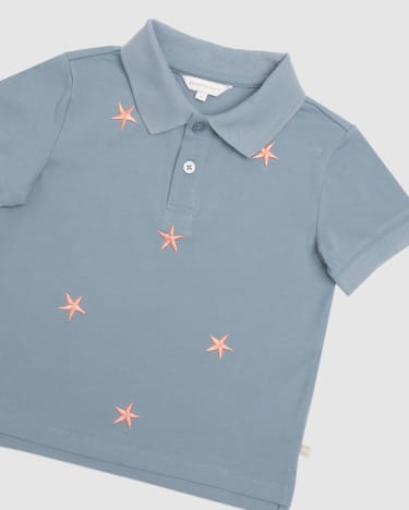 Scout Embriodered Polo in FADED BLUE