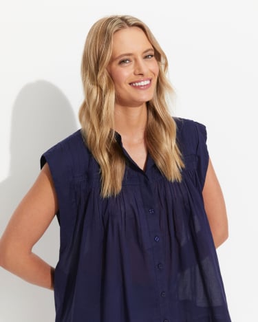 Renata Ruched Blouse in NAVY