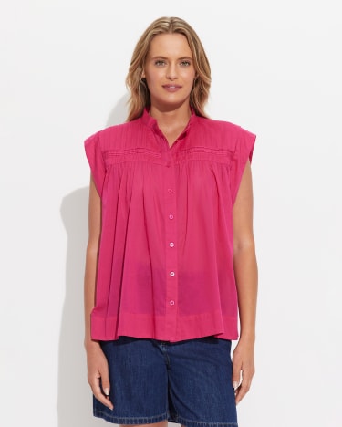 Renata Ruched Blouse in RASPBERRY