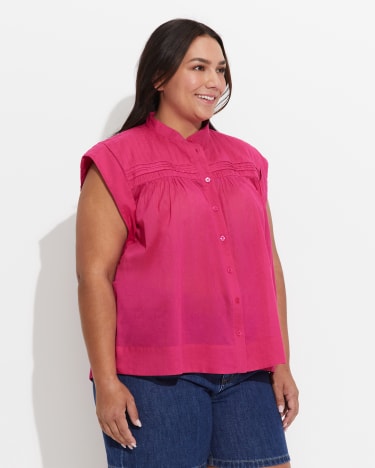 Renata Ruched Blouse in RASPBERRY