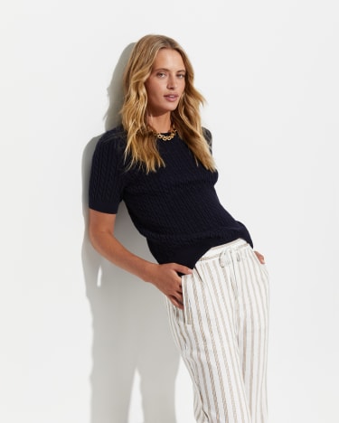 Rosa Stripe Linen Pant in MULTI WHITE