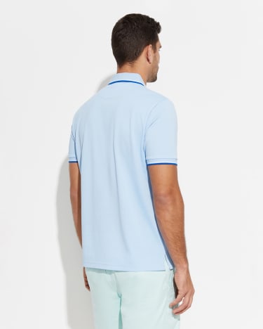 Double Tipped Pique Polo in SKY BLUE