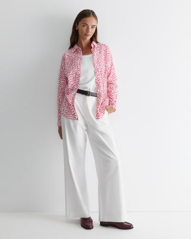 Dashed Lily Voile Shirt in WHITE/PINK