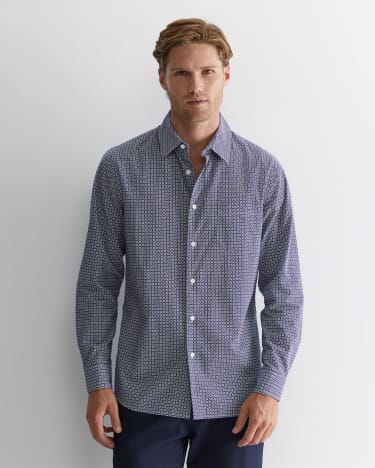Claremont Print Shirt in BALL POINT BLUE