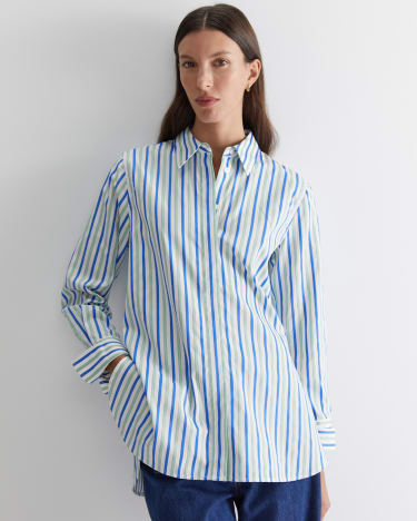 Stella Stripe Cotton Shirt in BLUE/GREEN