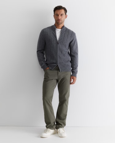 Harrison Merino Wool Zip Cardigan in GREY MELANGE