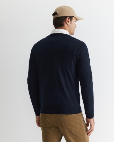 Merino V-Neck Knit in NAVY