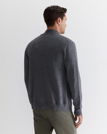 Harrison Merino Wool Zip Cardigan in GREY MELANGE