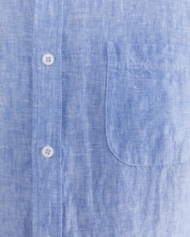 Yarn Dyed Linen Short Sleeve Shirt in CHAMBRAY