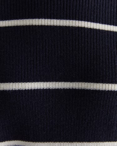 Merino Stripe Button Knit in NAVY/WHITE