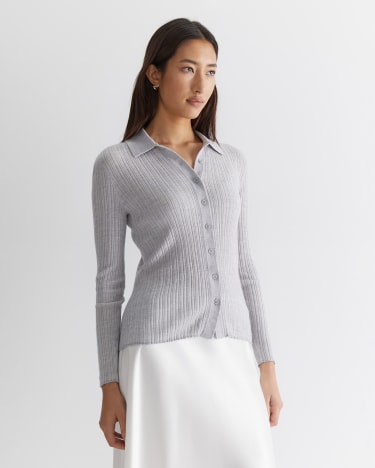 Wool Silk Knit Shirt in GREY MARLE