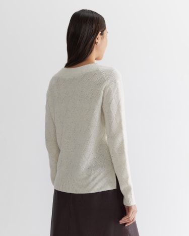 Cass Diamond Cable Sweater in WHITE