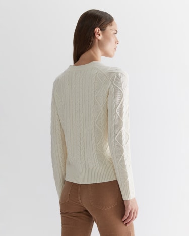 Merino Wool Cable Cardigan in WINTER WHITE