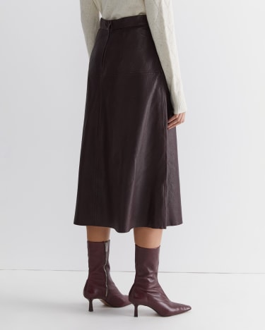 Lillian Leather Skirt in CHOCOLATE