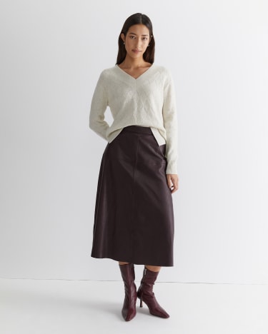 Lillian Leather Skirt in CHOCOLATE