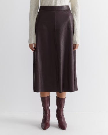 Lillian Leather Skirt in CHOCOLATE