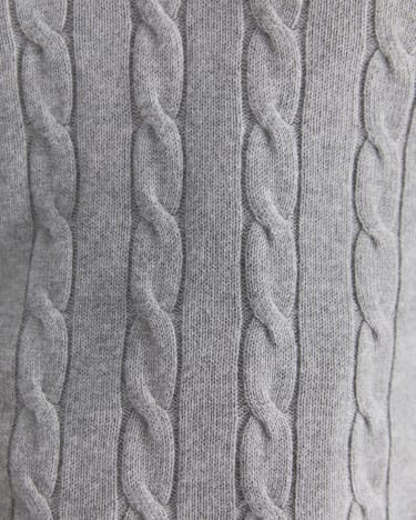 Munro Cable Wool Quarter Zip in GREY MELANGE