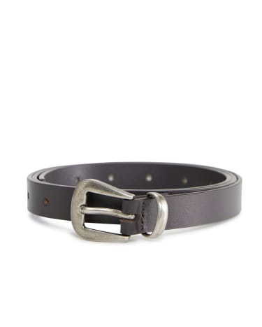 Lara Slim Leather Belt in CHOCOLATE