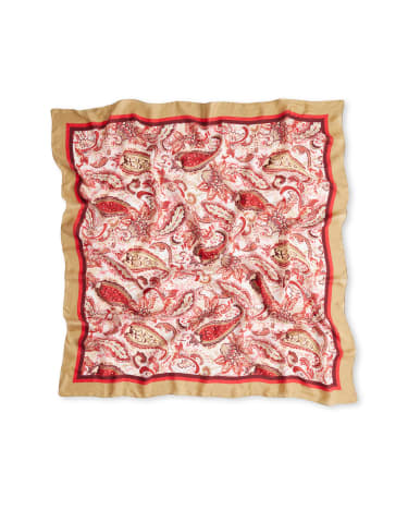Classic Paisley Silk Scarf in RED MULTI