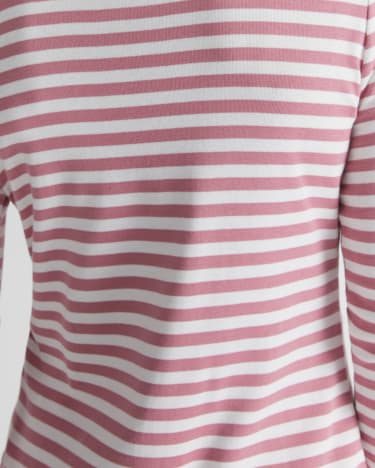 Heidi Long Sleeve Rib Tee in PINK/WHITE