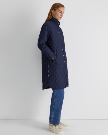 Charlie Longline Quilt Jacket in NAVY