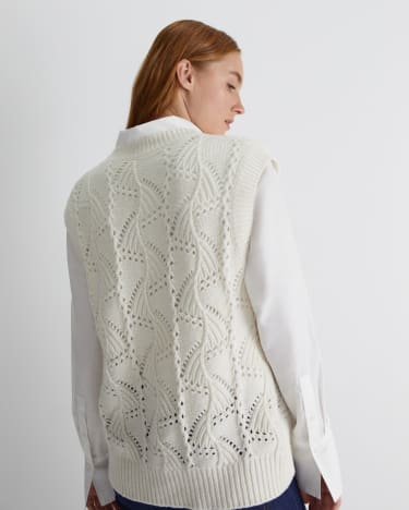 Sunshine Open Knit Wool Vest in WINTER WHITE