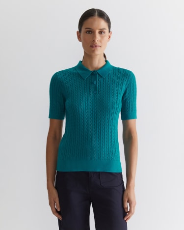 Elka Cable Polo in LIGHT TEAL