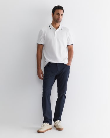 Tipped Pique Polo in WHITE