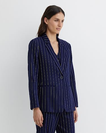 Brianne Stripe Blazer in NAVY/WHITE