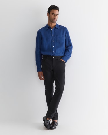 Long Sleeve Linen Shirt in Indigo | Sportscraft