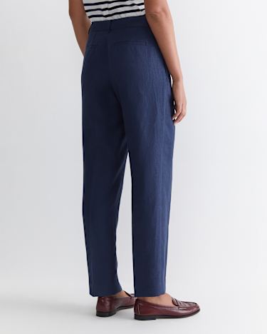 Freya Straight Linen Pant in NAVY