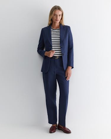 Freya Linen Blazer in NAVY