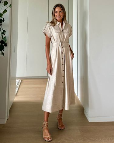 Lena Linen Safari Dress in String Sportscraft