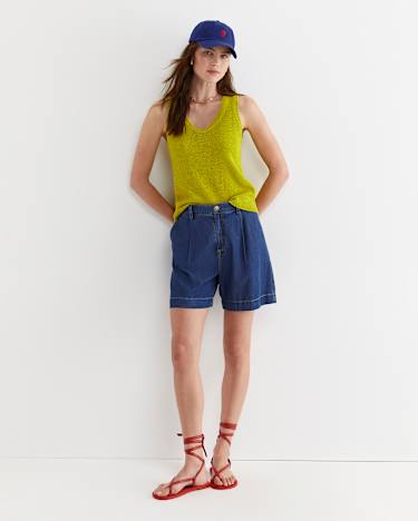 Josie Tape Yarn Singlet in CELERY