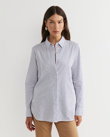Priscilla Stripe Shirt in WHITE/BLUE